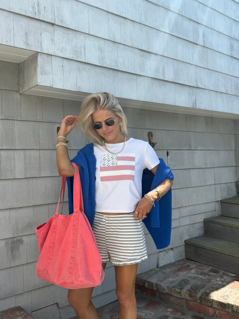 Coastal Cutie Striped Shorts // H. Grey *PREORDER*